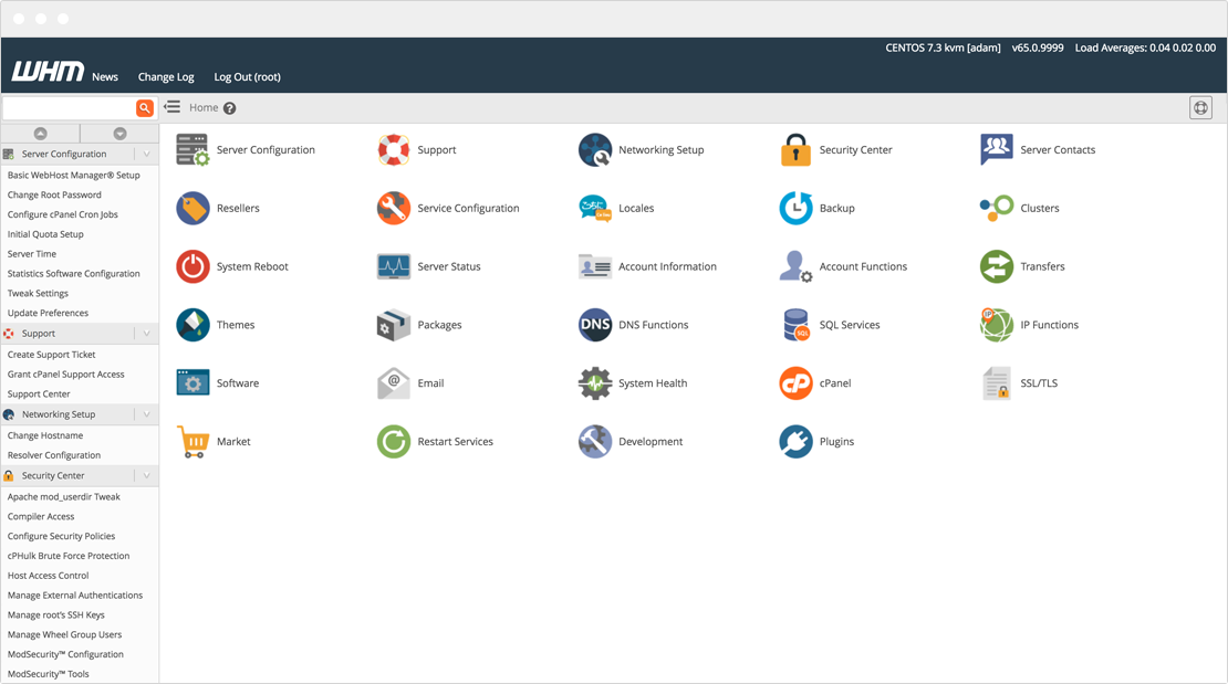 cPanel & WHM Dashboard